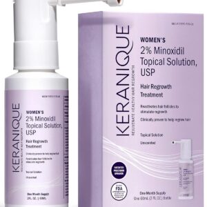 Keranique Hair Regrowth Treatment for Women - 2% Minoxidil for Hair Growth & Thickening - Topical Solution Scalp Treatment for Hair Loss & Thinning w/ Precision Spray Applicator - 2 Fl Oz