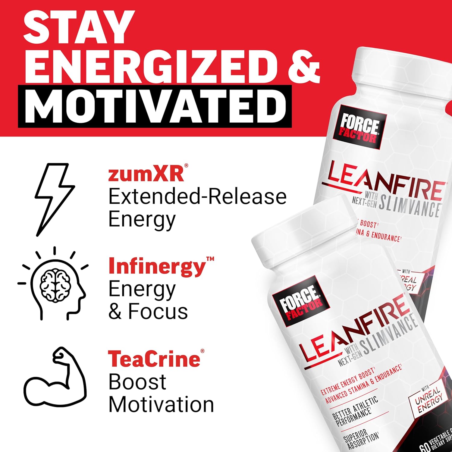 Force Factor LeanFire with Next-Gen SLIMVANCE Advanced Thermogenic Fat Burner for Weight Loss with B Vitamins and Capsimax to Boost Metabolism, Increase Energy, and Enhance Focus, 60 Capsules - Image 4