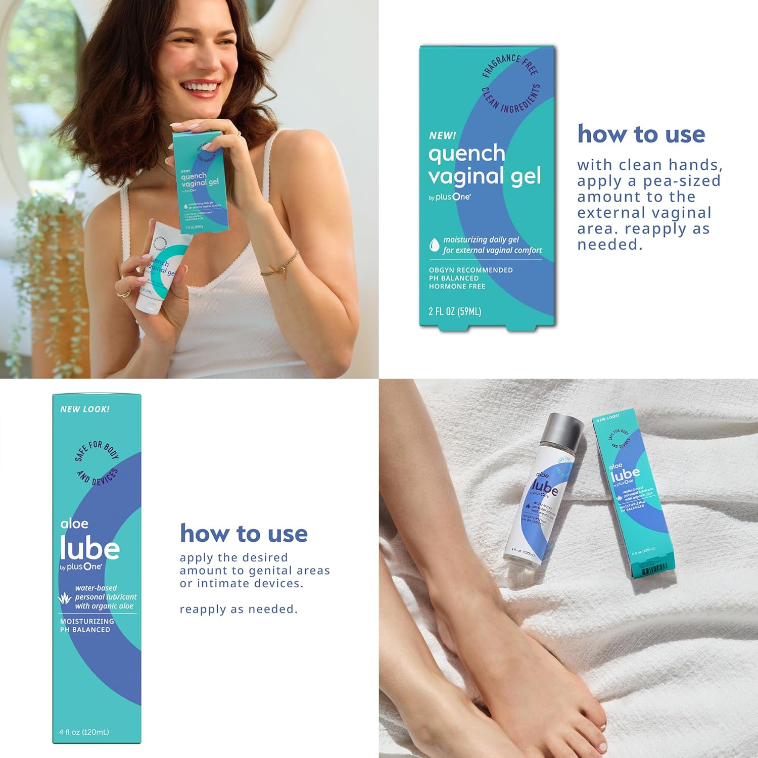 plusOne Intimate Wellness Bundle for Women – Water-Based Aloe Lube + Quench Vaginal Gel, pH-Balancing Personal Lubricant and External Vaginal Moisturizer - Image 4