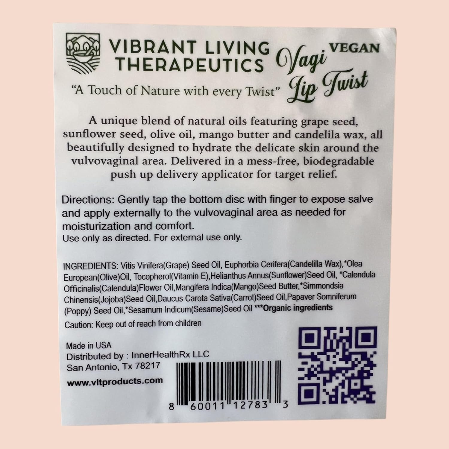 Vegan VagiLipTwist Menopause Balm by VLT| Hormone-Free, Beeswax-Free External Vaginal Moisturizer for Menopause Dryness| Plant-Based Intimate Balm| Eco-Friendly Paper Push-Up Tube| - Image 9