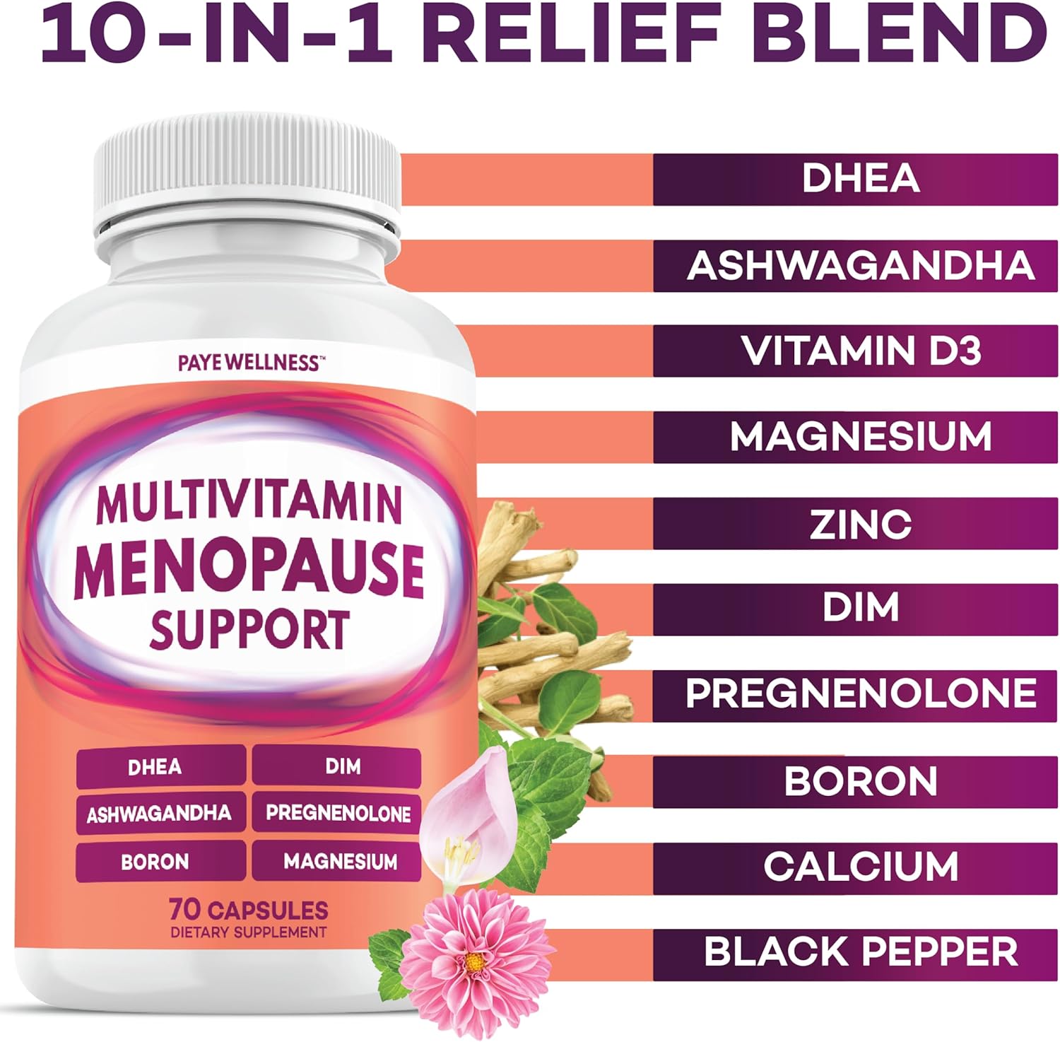 Menopause Support – DIM Supplement for Hot Flash & Night Sweats - DHEA, Ashwagandha, Pregnenolone, Magnesium, Zinc, Vitamin D Hormone Balance, Perimenopause for Women - 2 Months - Image 5