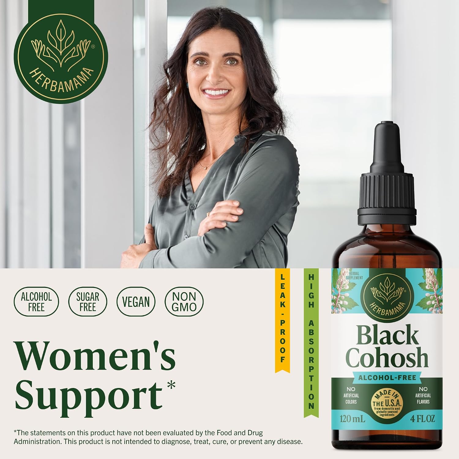 HERBAMAMA Black Cohosh for Menopause Hot Flashes – Black Cohosh Supplements Women – Women’s Wellness & Hormonal Balance Support – Non-GMO, Alcohol & Sugar-Free Liquid Herbal Supplement, 168-Day Supply - Image 2