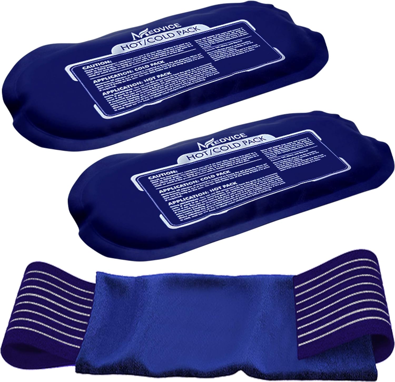 Reusable Hot and Cold Ice Packs for Injuries (3-Piece Set), Joint Pain, Muscle Soreness and Body Inflammation - Reusable Gel Wraps - Adjustable & Flexible for Knees, Back, Shoulders, Arms and Legs