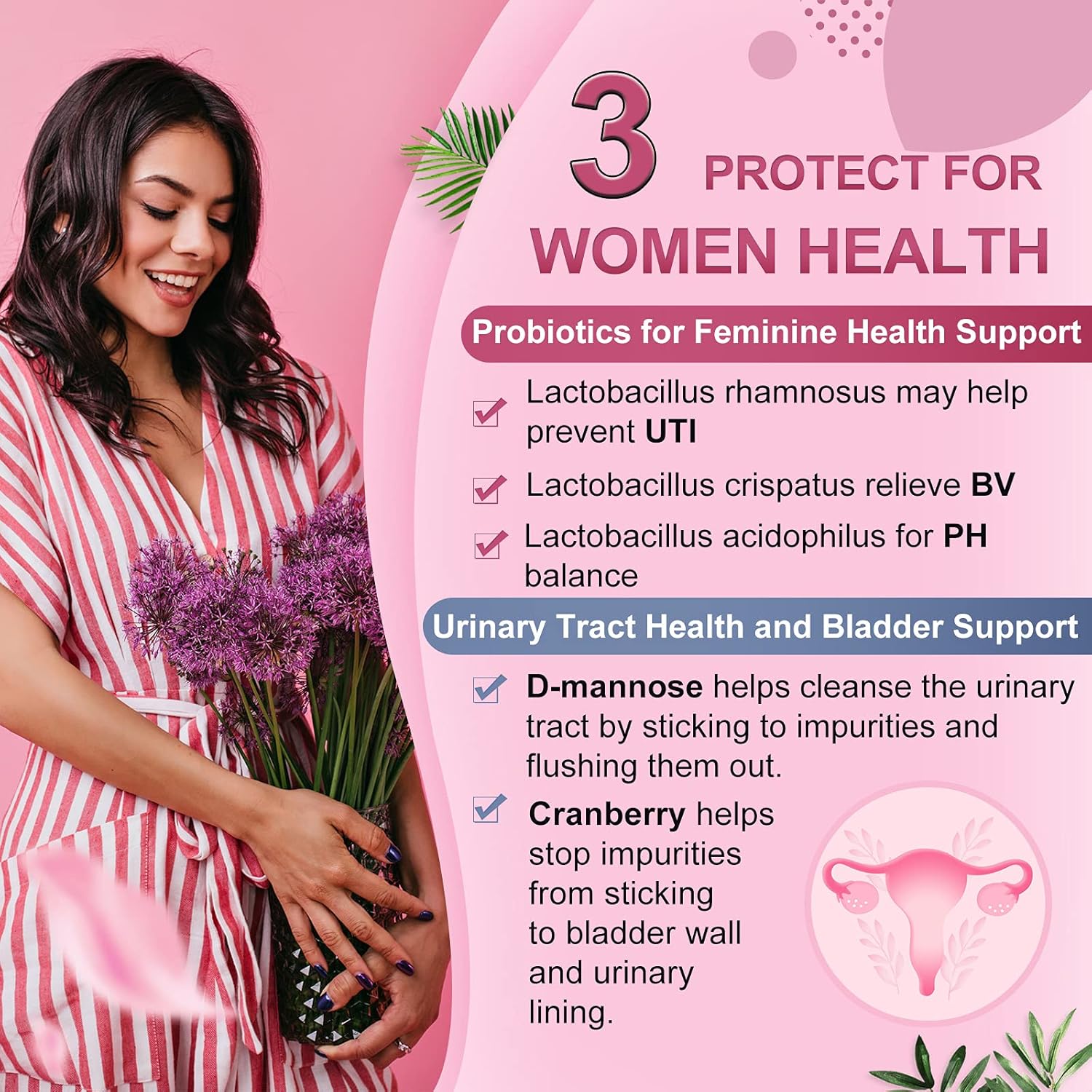 NATURE TARGET Women's Probiotics & Prebiotics, Cranberry & D-Mannose, 50-Billion-CFUs, Organic Probiotics for Digestive Health/Gut Health/Immune Booster/Weight Management - Image 4