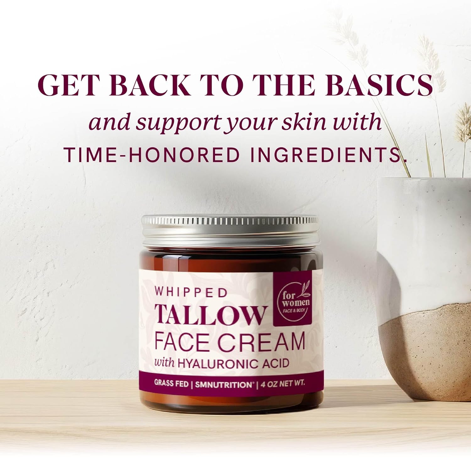 Beef Tallow Face Moisturizer for Women | With Hyaluronic Acid | Hydrating Whipped Beef Tallow for Skin Care for Women | With Jojoba & Sweet Almond Oil | Paraben & Cruelty-Free, Non-GMO | 4 oz - Image 9