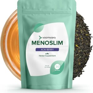 VoomVaya MenoSlim Tea – Menopause & Perimenopause Supplement for Women – Supports Healthy Metabolism & Overall Wellness – Acai Berry Flavor – 30 Tea Bags