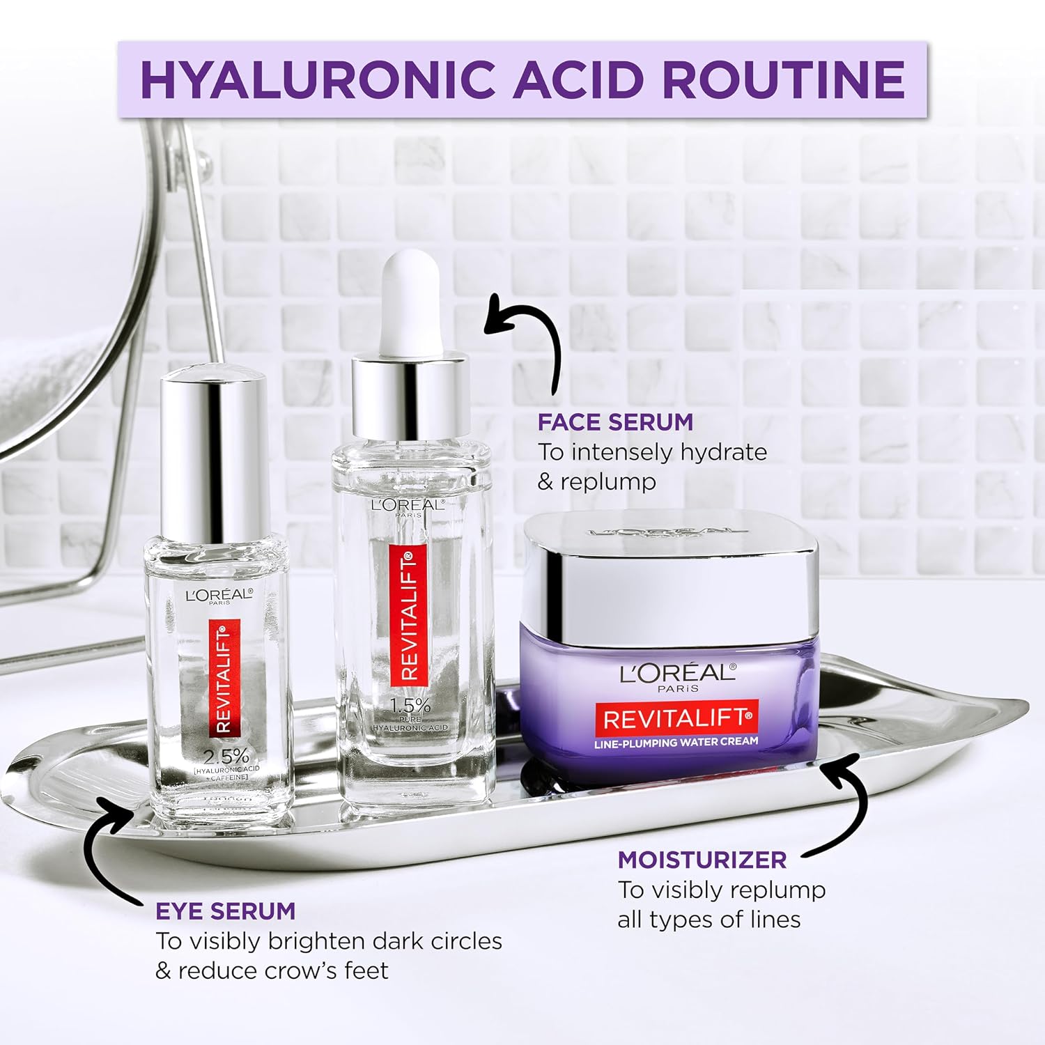 L'Oreal Paris Revitalift 1.5% Pure Hyaluronic Acid Serum for Face, Anti Aging Serum to Hydrate Skin & Reduce Wrinkles, Fragrance Free Skin Care for All Skin Types, 1 Oz - Image 7