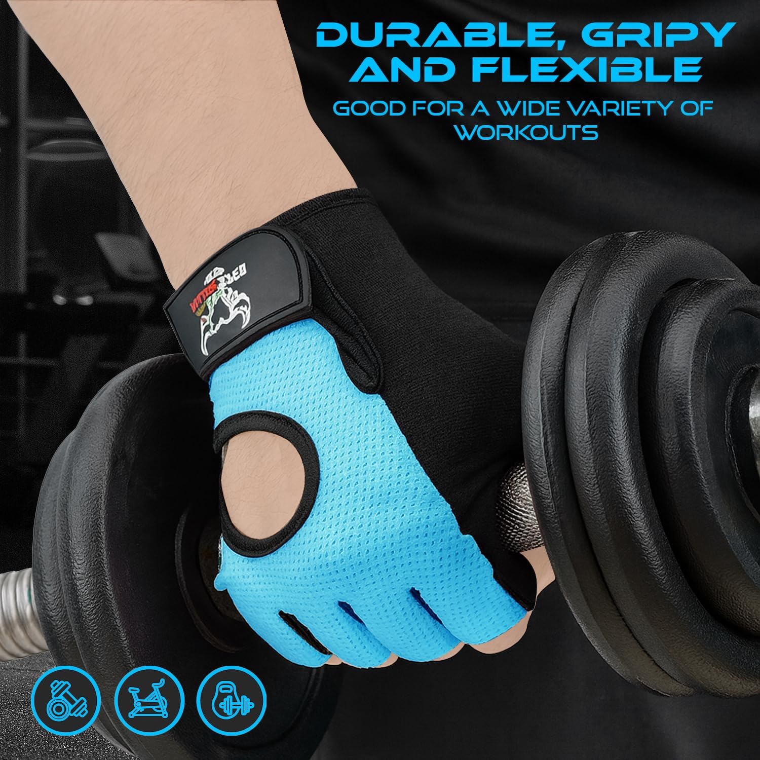 BEAST RAGE Fingerless Weight Lifting Gloves with Palm Protection Padding, Breathable Lightweight Gym Gloves for Men, Women, Weightlifting, Cycling, Exercise, Training Pull Up - Image 6