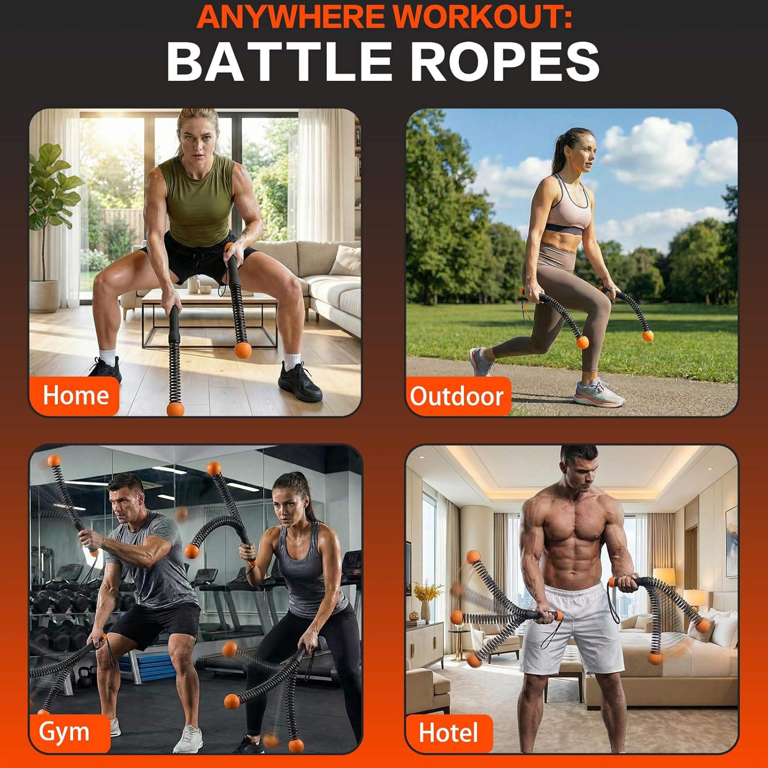 Ropeless Battle Ropes for Home Gym, Portable Cordless Weighted Battle Ropes with Storage Bag, High Calorie Burn for Men & Women, Fitness Equipment for HIIT & Low-Impact Aerobic Training - Image 7