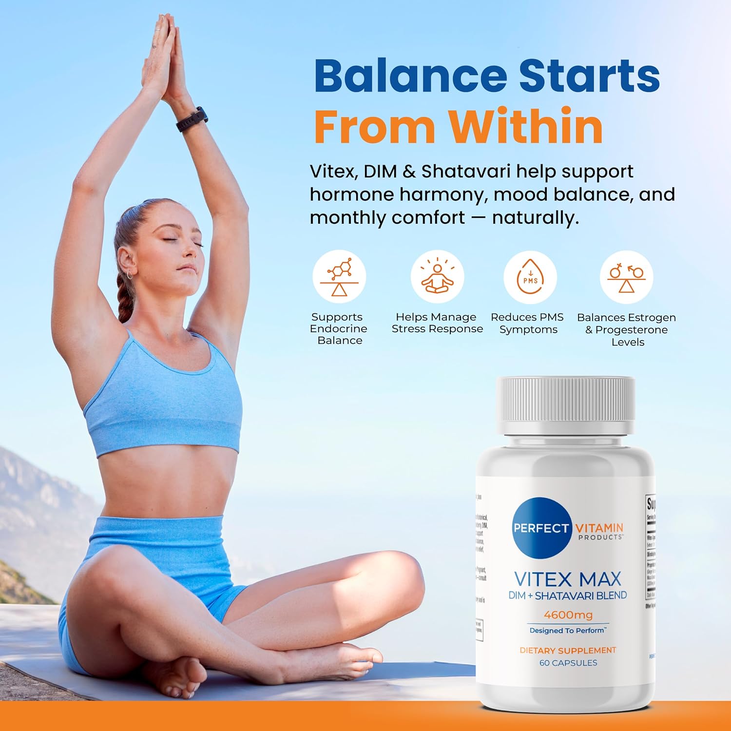 Vitex Max DIM + Shatavari – Hormone Balance & Menopause Support for Women – Vegan Blend with Adaptogens for Mood, Cycle & Stress Relief – 4600mg - 60 Capsules - Image 2