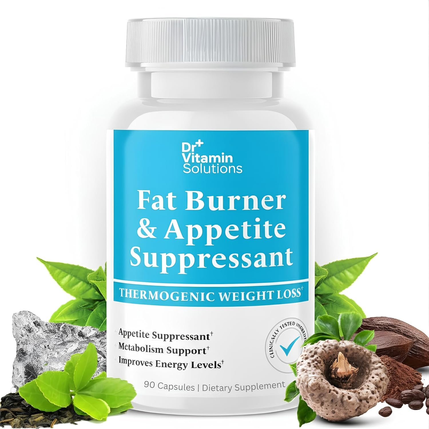 Fat Burner for Women & Men - Appetite Suppressant for Weight Loss - Pills w/Metabolism Booster Thermogenic Weight Loss Supplement - Chromium, Caffeine & Green Tea - 90 Vegan Capsules