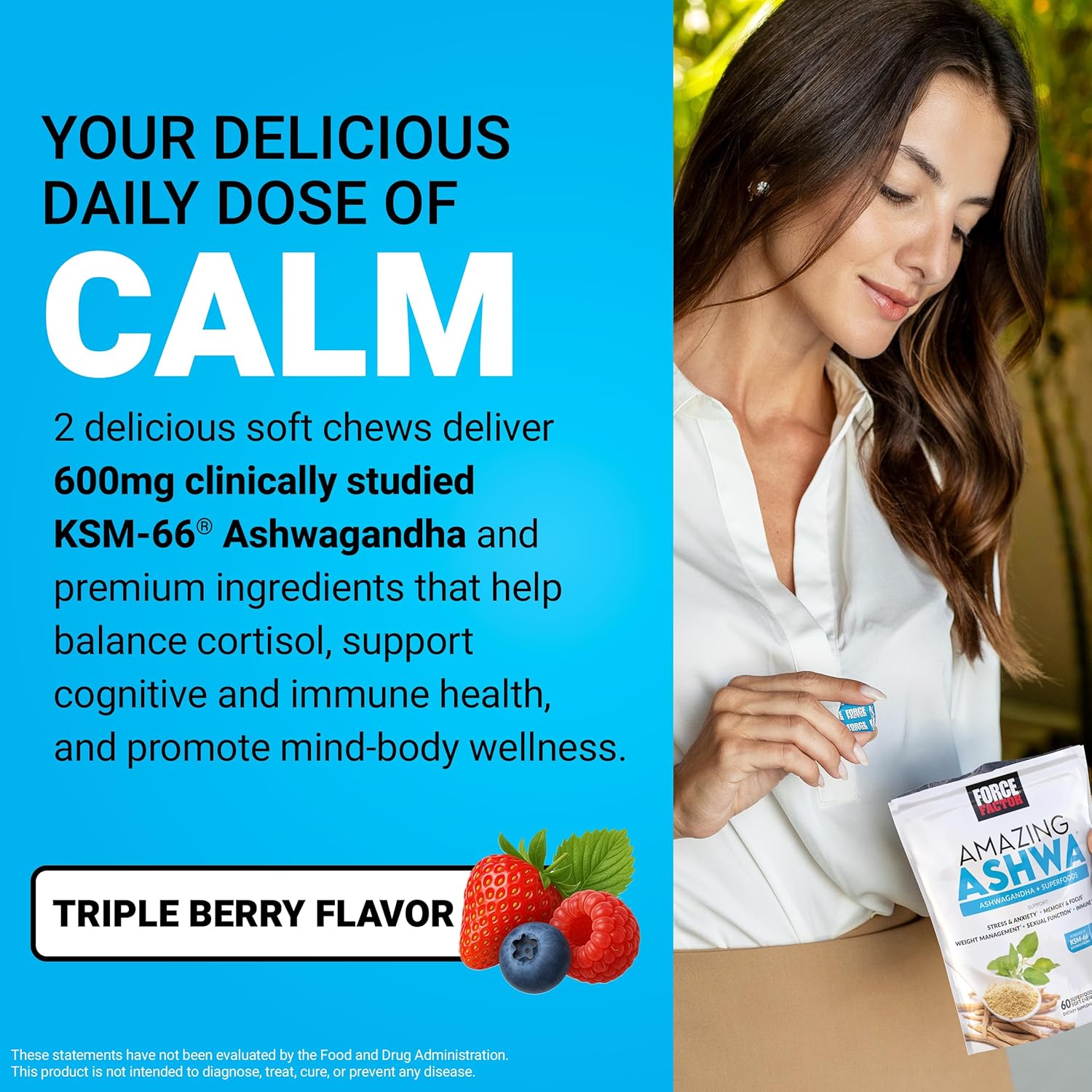 Force Factor Amazing Ashwa for Stress Relief, Memory, Focus, and Immune Support Health, Ashwaganda Supplement with KSM-66 Ashwagandha for Stress, 120 Soft Chews - Image 5
