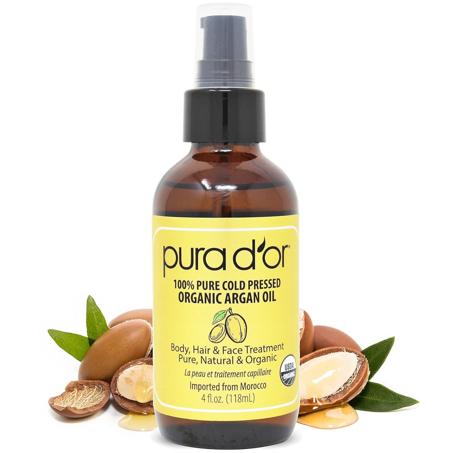 PURA D'OR Anti-Thinning Advanced Therapy Biotin Shampoo & Conditioner Hair Care Set & Organic Moroccan Argan Oil (4oz / 118mL) USDA Certified 100% - Image 5