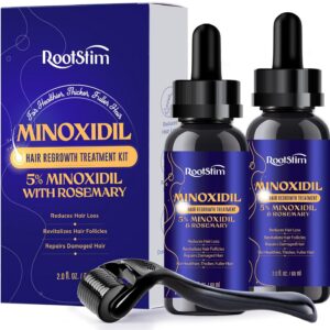 Women's 5% Minoxidil Kit for Hair Growth: 2-pack RootStim Extra Strength Minoxidil with Rosemary & Biotin for Thinning Hair Regrowth and Fuller Hair 4 Fl Oz