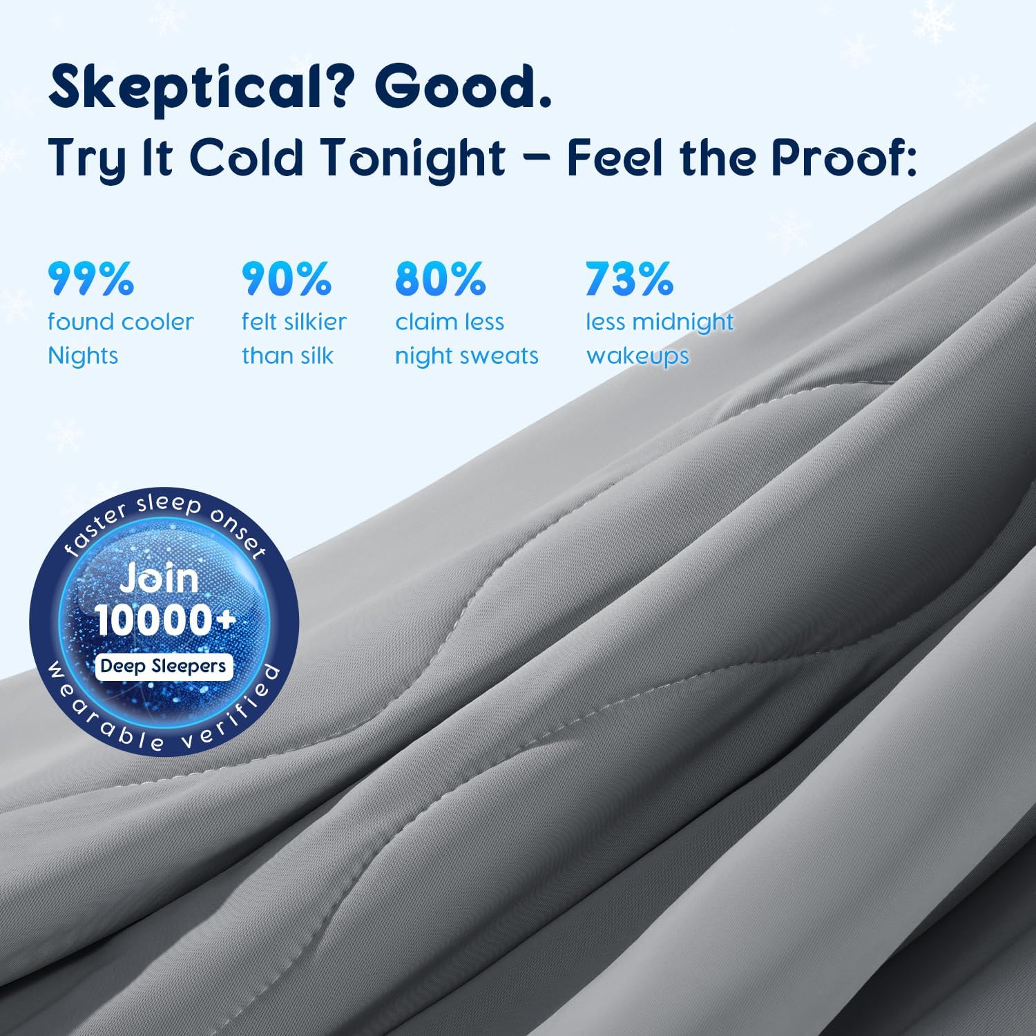 Cooling Blanket for Hot Sleepers & Night Sweats – Cooling Comforter, Breathable Lightweight Double-Sided Summer Bedding, Breathable Soft All Season (Frosty Light Grey, Queen(90"x90")) - Image 7