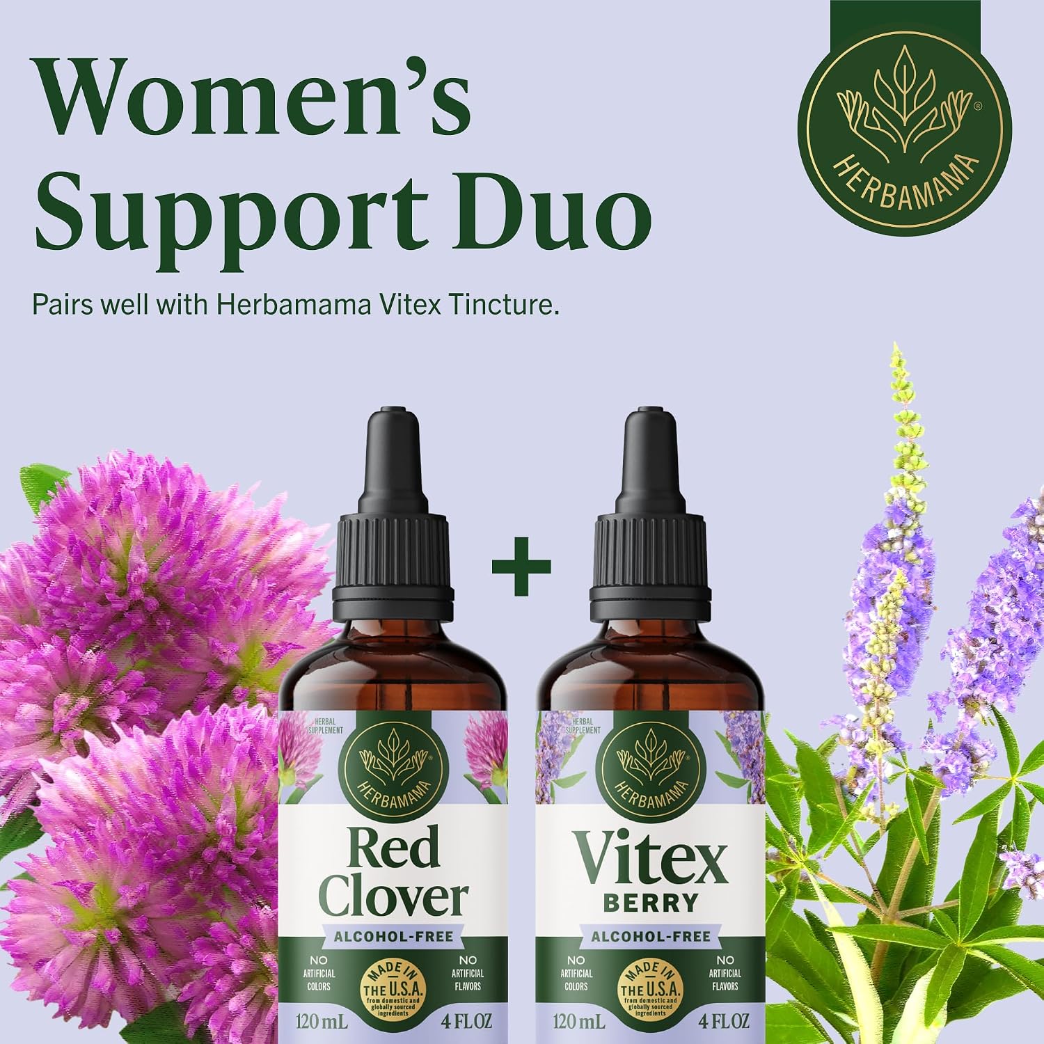 HERBAMAMA Red Clover Supplement for Menopause Support* - Liquid Red Clover Herb with Isoflavones for Hormone Balance for Women - Lymphatic Drainage Drops - Vegan, Non-GMO, 84-Day Supply - Image 7