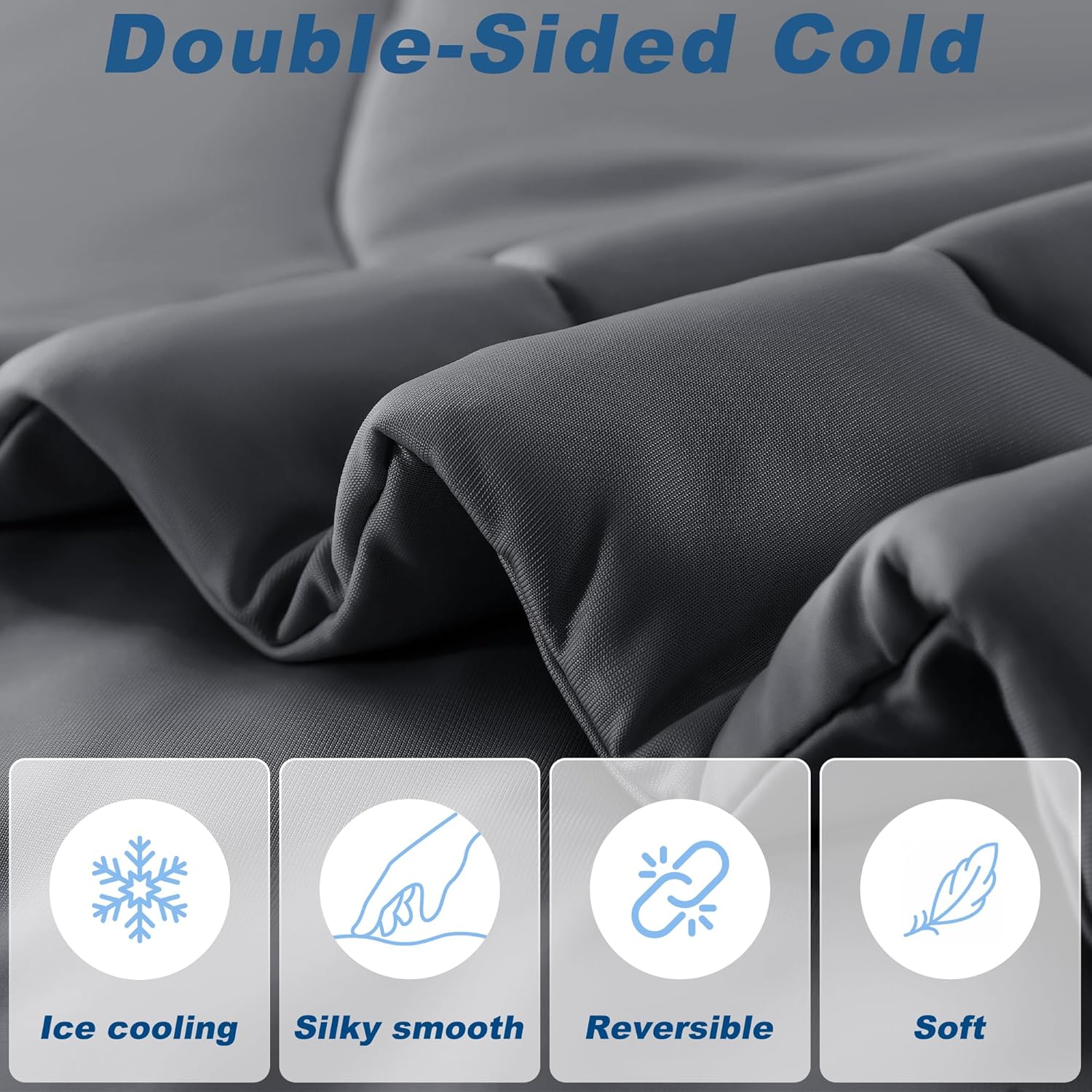 Cooling Comforter Queen Size, Double-Sided Cold Tech Fabric Quilted Bed Comforters Cooling Blanket for Hot Sleepers, Breathable Lightweight Summer Bedding, All-Season Ice Blanket, Dark Gray - Image 3