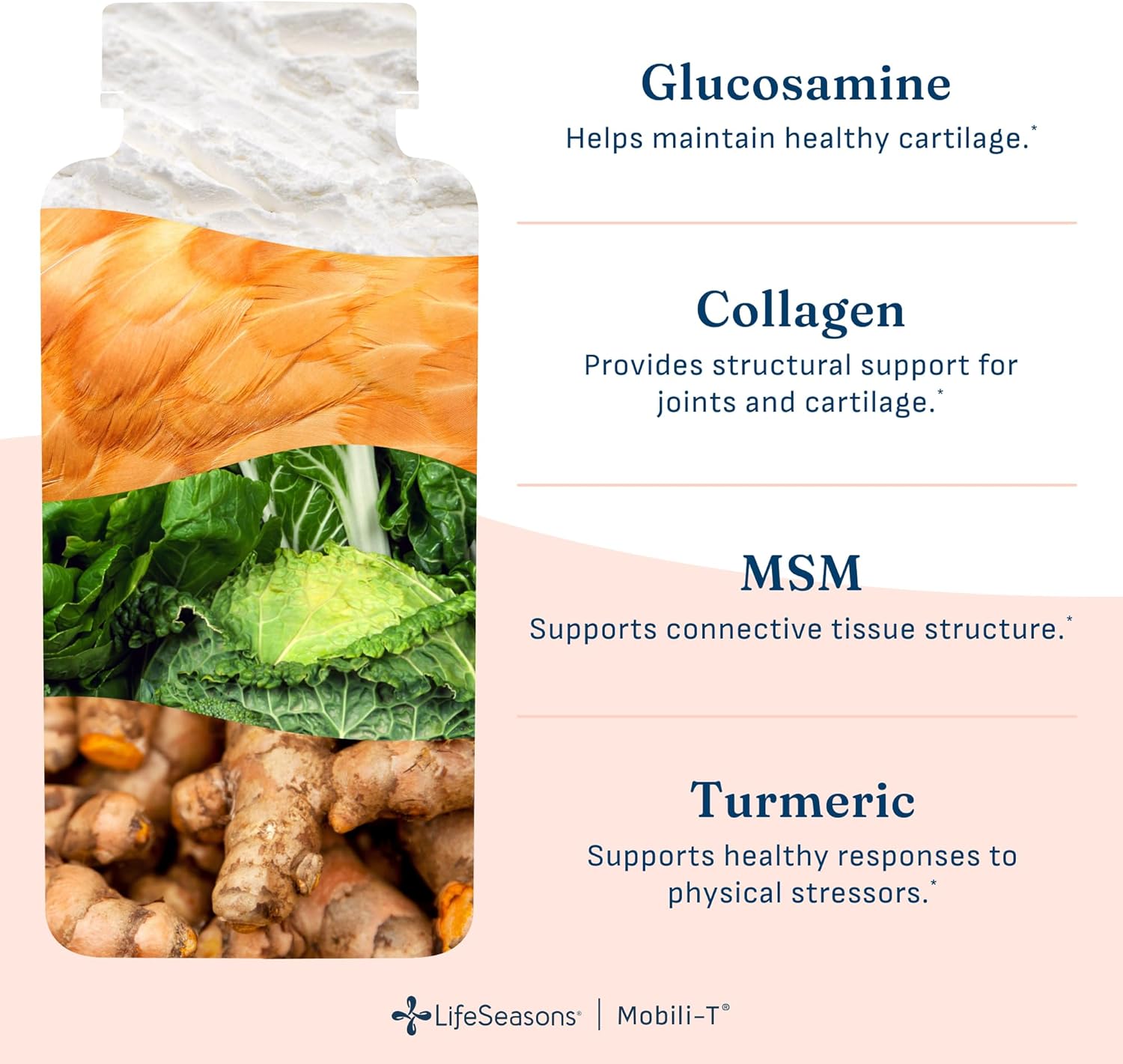 LifeSeasons Mobili-T - Joint Support Supplement - Reduces Aches & Discomforts - Increase Range of Motion - Rebuild Tissue & Cartilage - MSM Chondroitin Collagen Glucosamine & Turmeric - 120 Capsules - Image 4