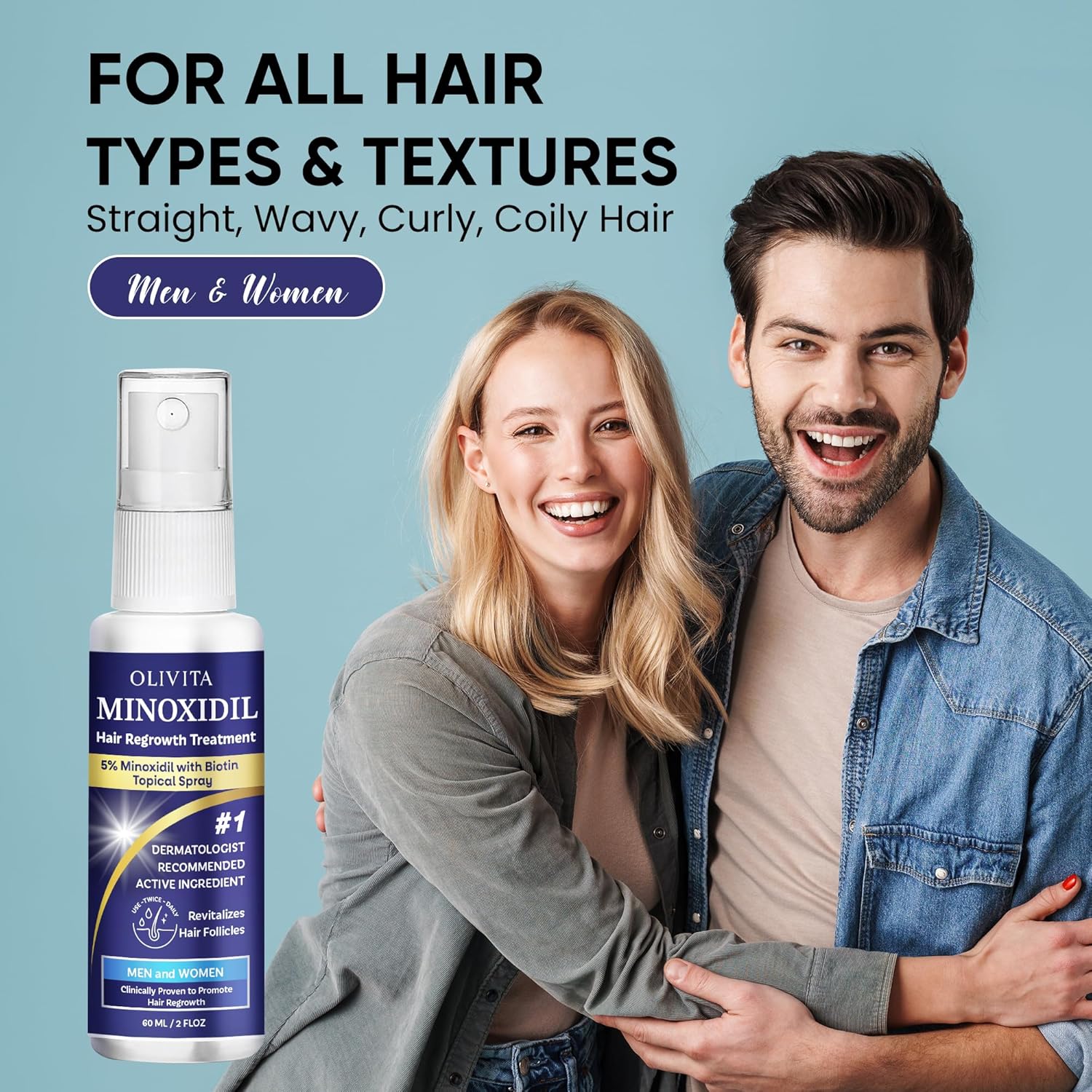 5% Minoxidil for Men and Women Hair Growth: Minoxidil Spray Hair Regrowth Treatment Serum with Biotin & Rosemary -Stop Hair Thinning and Hair Loss For Stronger Thicker Longer Hair 2 Pack - Image 2