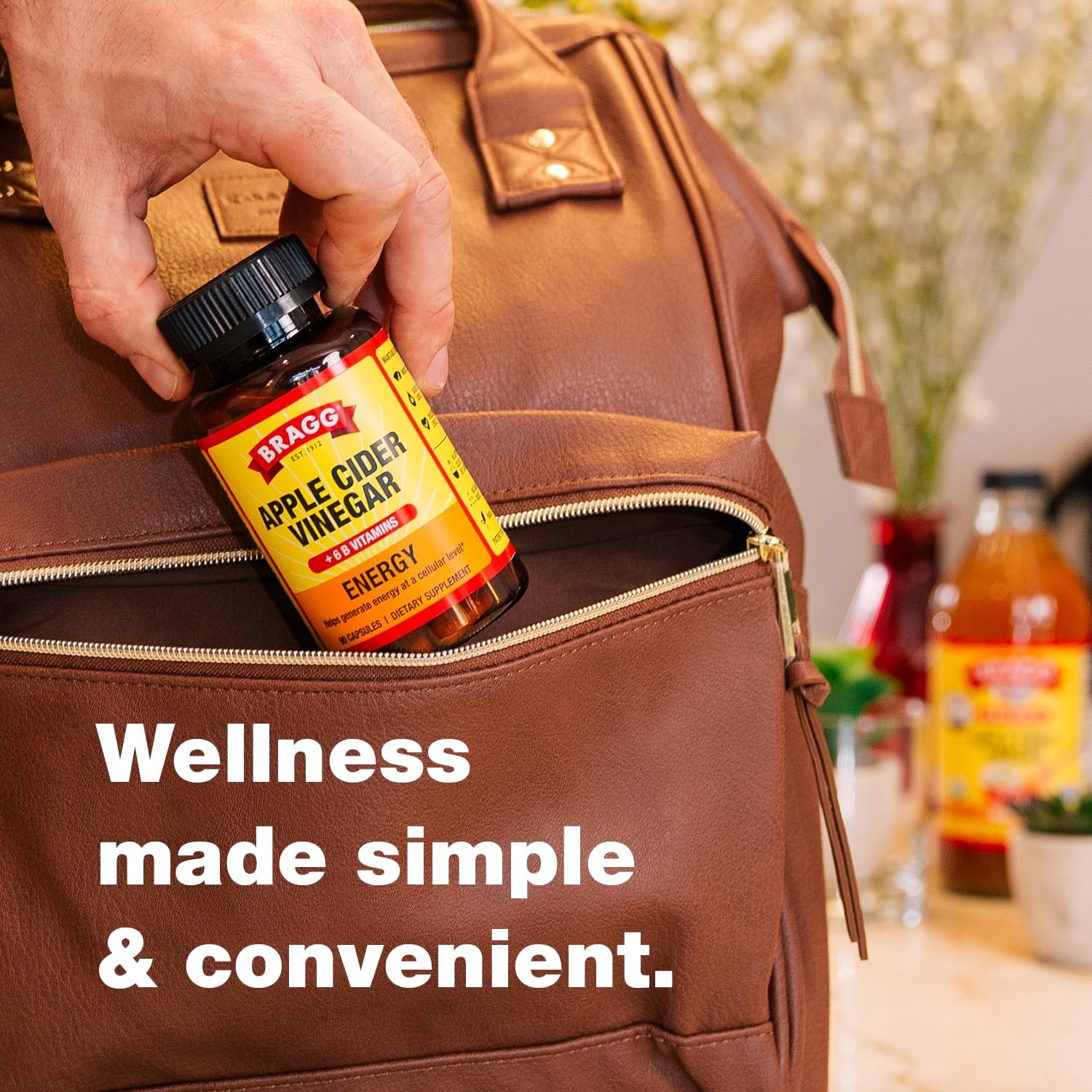 Bragg Energy Apple Cider Vinegar Capsules with B-12 Vitamins - 90 Capsules - Weight Management - Non-GMO, Vegan, Gluten Free, No Sugar - Helps Generate Energy at Cellular Level for Men and Women - Image 3