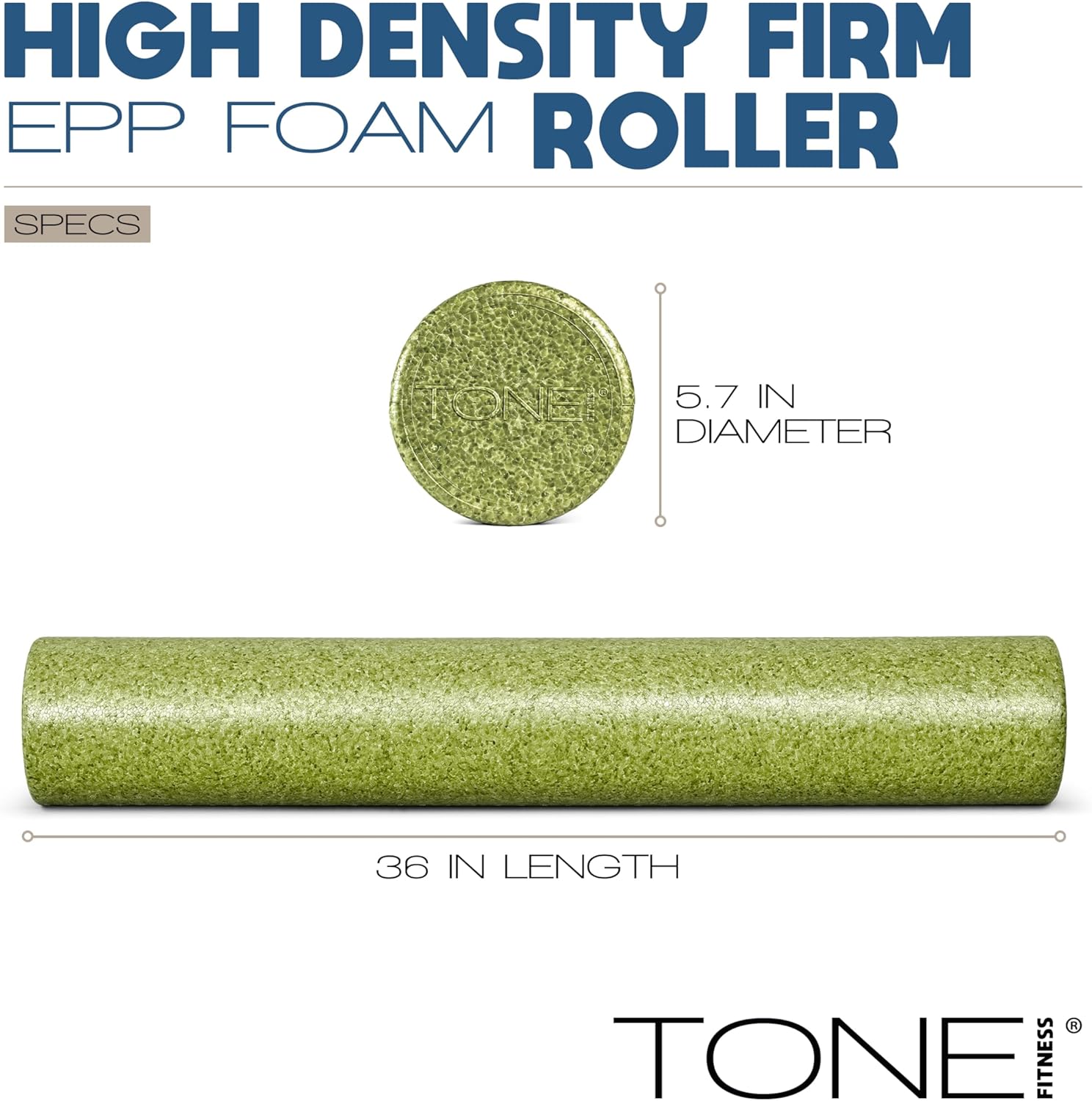 Tone Fitness High Density EPP Foam Exercise Foam Roller for Yoga, Pilates, Stretching, Massage, and Recovery | Multiple Sizes and Colors - Image 4