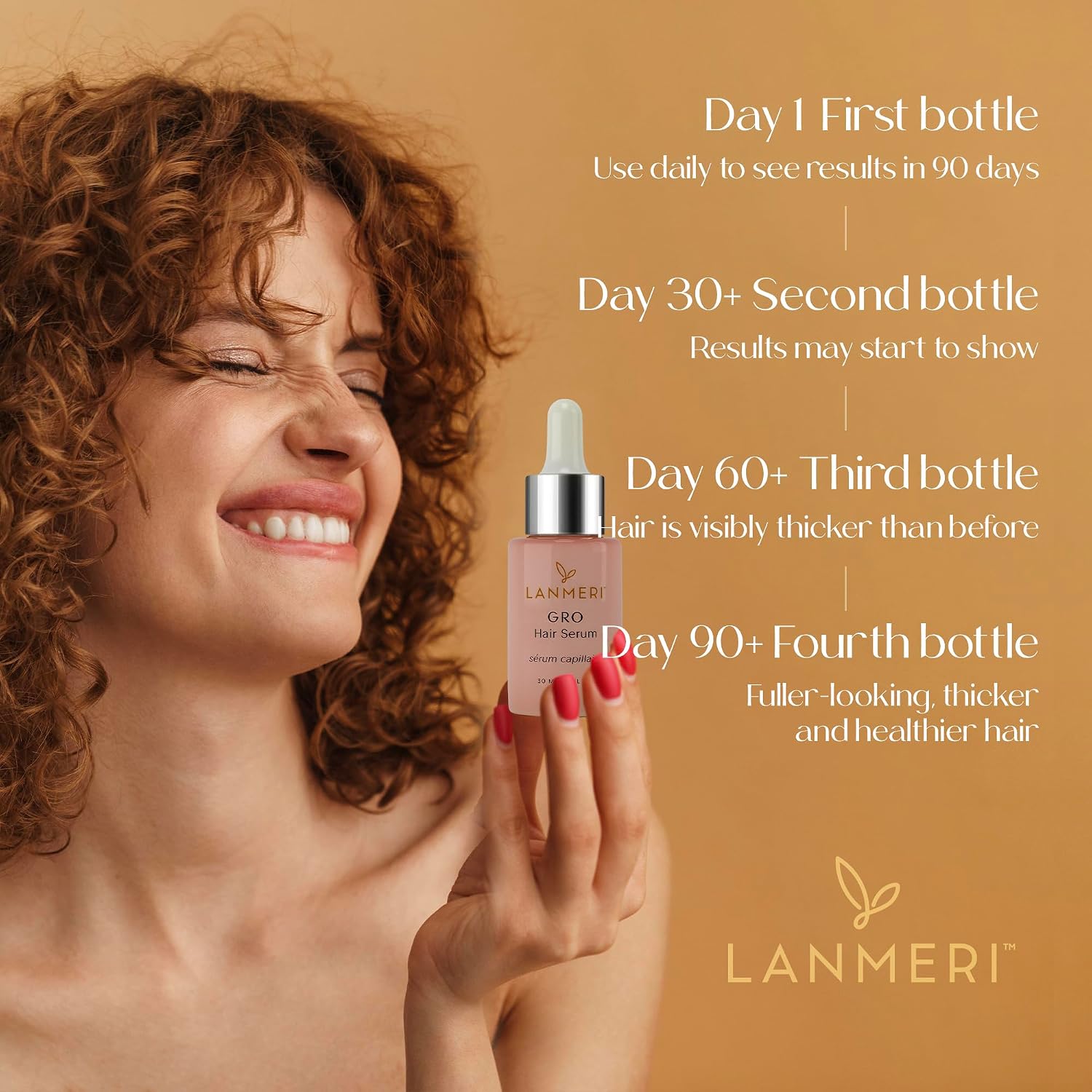 Lanmeri Vegan Hair Growth Serum for Women & Men - Natural Scalp Treatment for Thinning Hair and Hair Regrowth - Fuller-looking, Thicker and Healthier Hair in 90 Days, All Hair Types - Image 5