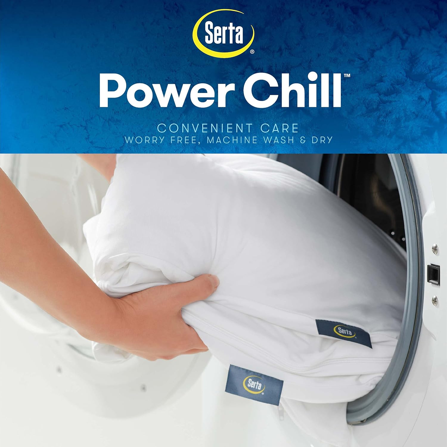 Serta Power Chill Cooling Pillow Protectors, Stain Resistant and Zippered Pillow Protector, Protects Pillow from Dust and Dirt (2 Pack), Standard/Queen, White - Image 7