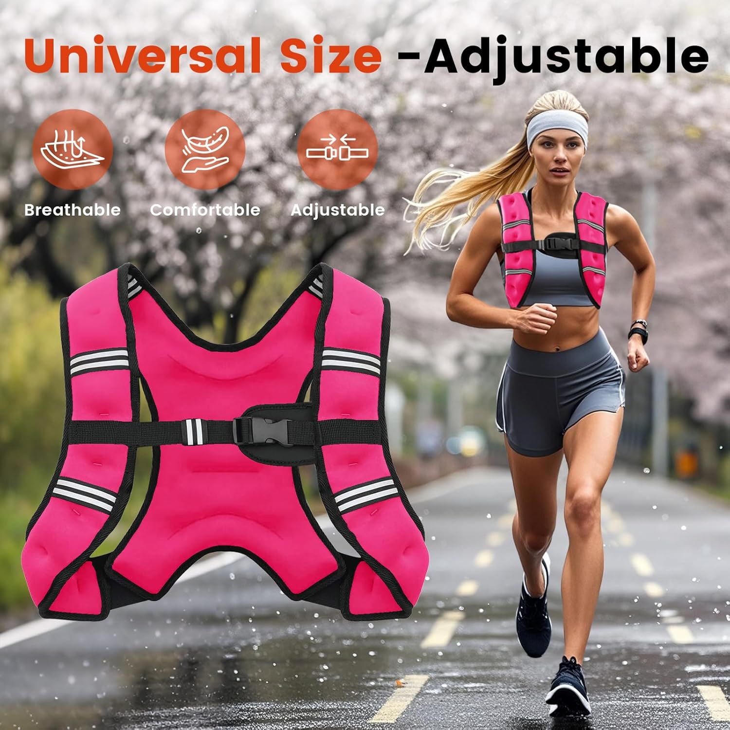 Poudee Weighted Vest, 6lb/8lb/10lb/12lb/16lb/20lb/25lb/30lb Weight Vest for Men Women, Body Weight Vests Adjustable with Reflective Stripe for Strength Training, Running, Workout, Jogging, Walking - Image 4
