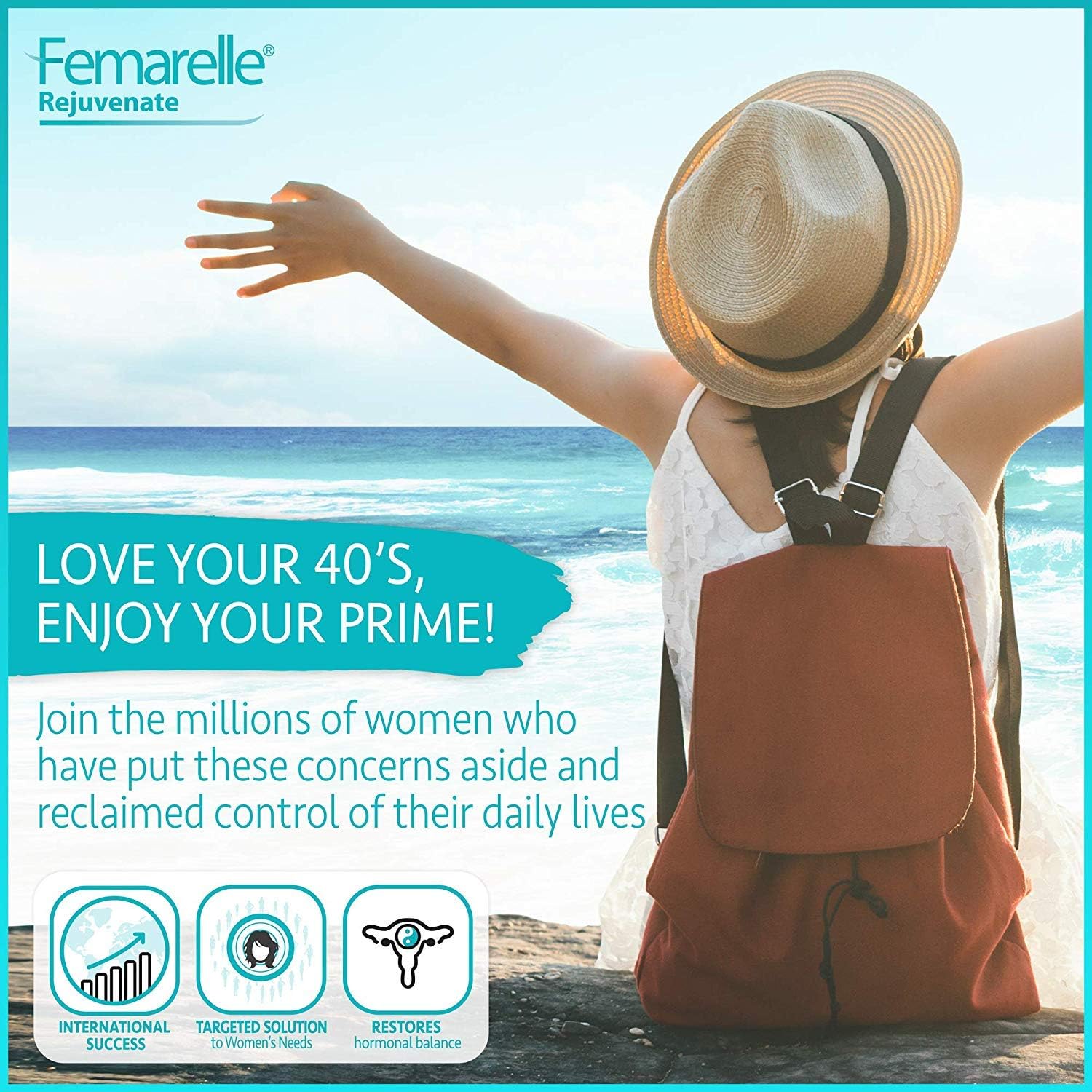 Femarelle® Rejuvenate – Perimenopause Supplement for Woman – Wellbeing Support – Hormone-Free, with DT56a, Flaxseed, Biotin, & Vitamin B2 – Mood, Energy & Skin Wellness – 56 Capsules (1 Month Supply) - Image 5