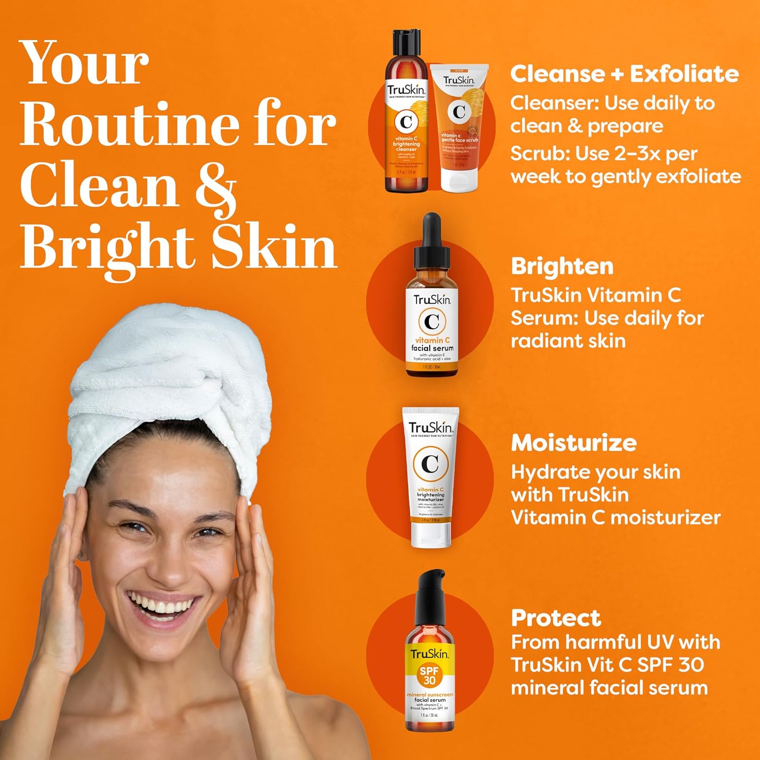 TruSkin Vitamin C Face Wash Cleanser - Brightening Facial Cleanser with Vitamins C & E, Rosehip Oil, Aloe Vera & MSM - Gently Cleanses, Refreshes & Supports Radiant Skin - 4 fl oz - Image 7
