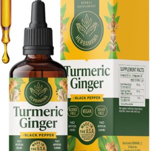 HERBAMAMA Turmeric and Ginger Supplement – Turmeric with Black Pepper & Ginger Root for Digestive Health – Turmeric Ginger Supplements for Immune Support – Non-GMO, Alcohol & Sugar-Free, 56-Day Supply