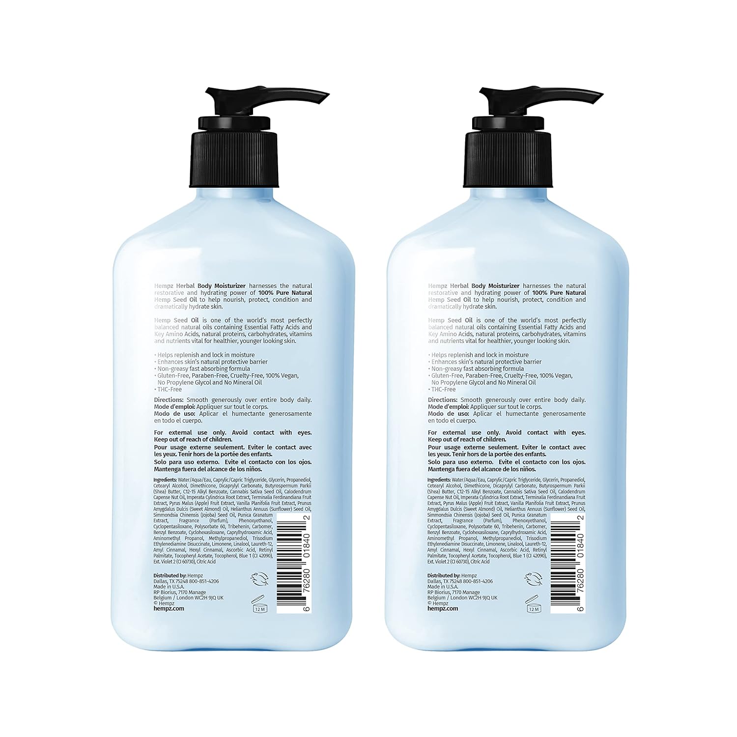Hempz Triple Moisture Herbal Whipped Body Crème Lotion Moisturizer, 17 Fl Oz (Pack of 2) - Image 2