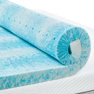 PERLECARE 3 Inch Queen Memory Foam Mattress Topper, Cooling Gel Infused Mattress Pad, Ventilated Bed Topper for Pressure Relief, Made with CertiPUR-US® Certified Foam, Blue