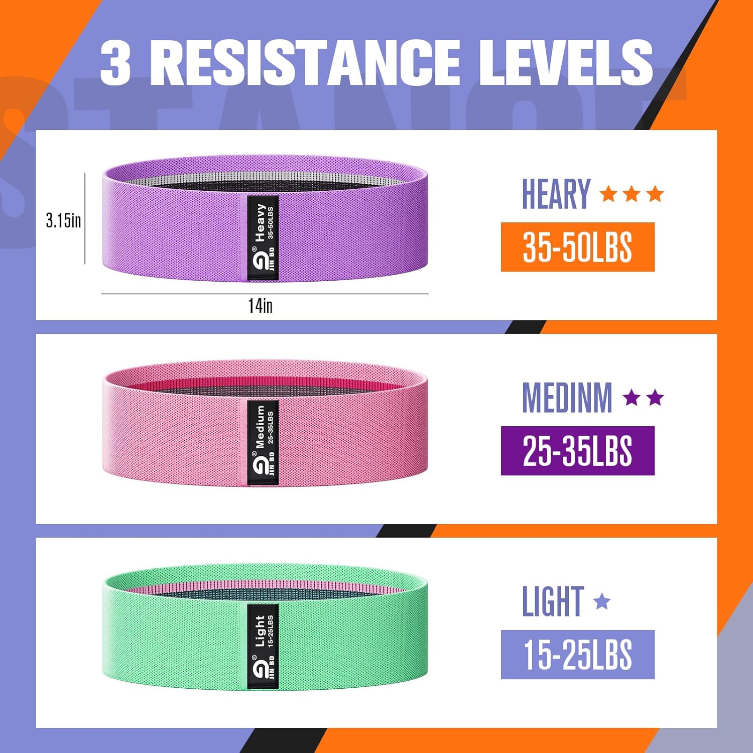 Booty & Resistance Bands – 3 Level Non-Slip Fabric Exercise Bands for Legs & Glutes, Women & Men, Squats, Hip Thigh Training, Yoga, Pilates, Home Workout - Image 2