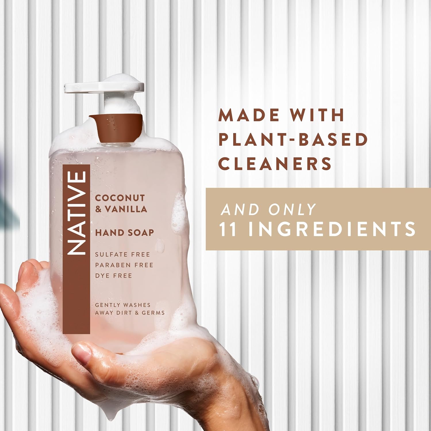 Native Liquid Hand Soap, Coconut & Vanilla Scent, Non-Drying Formula for Soft, Smooth Hands, Made with Plant-Based Cleansers, Sulfate & Paraben Free, 13 oz Bottle - Image 4