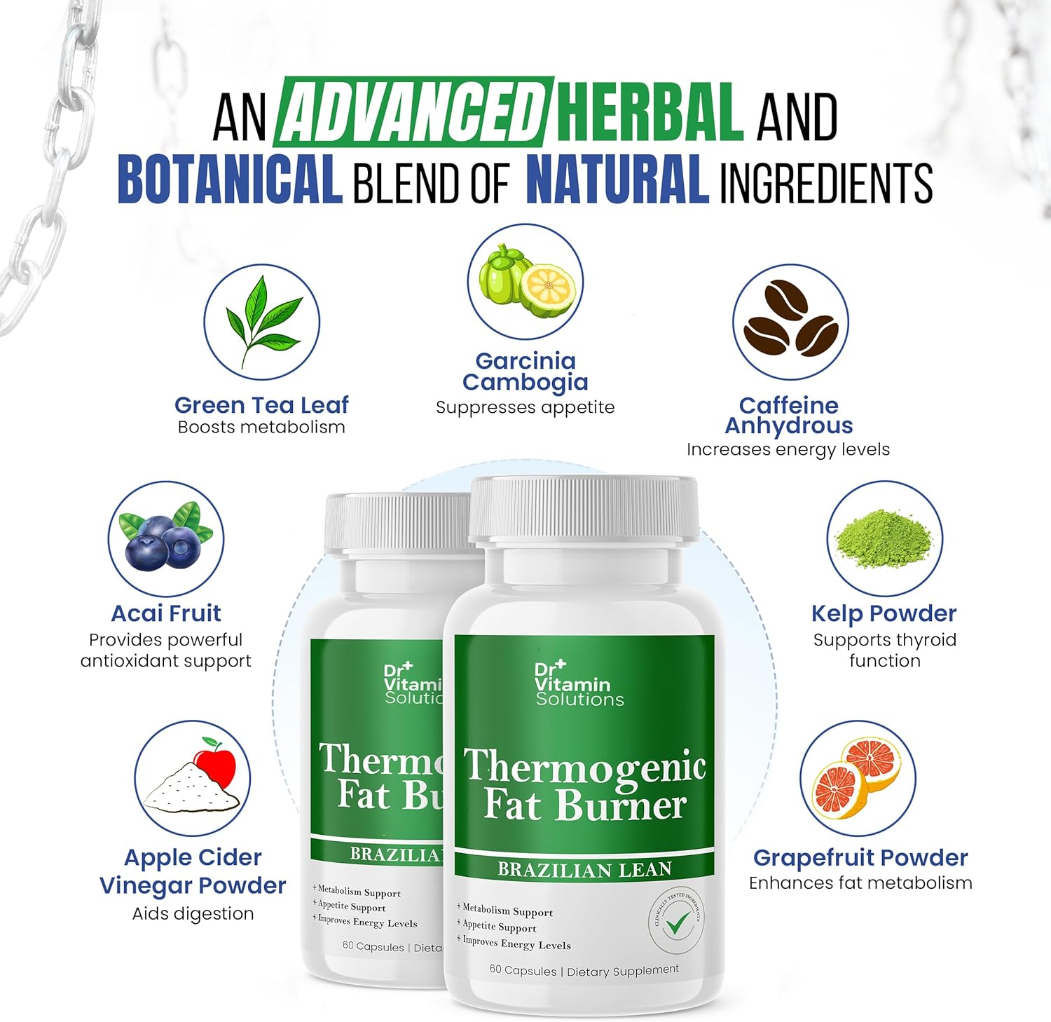 Thermogenic Fat Burner for Women and Men - Appetite Suppressant for Weight Loss - Includes Green Tea Extracts for Bloat Relief - Metabolism Booster - Pack of 2 - Image 4