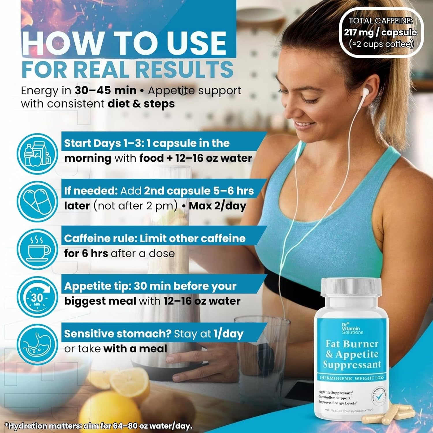 Fat Burner for Women & Men - Appetite Suppressant for Weight Loss - Pills w/Metabolism Booster Thermogenic Weight Loss Supplement - Chromium, Caffeine & Green Tea - 90 Vegan Capsules - Image 7