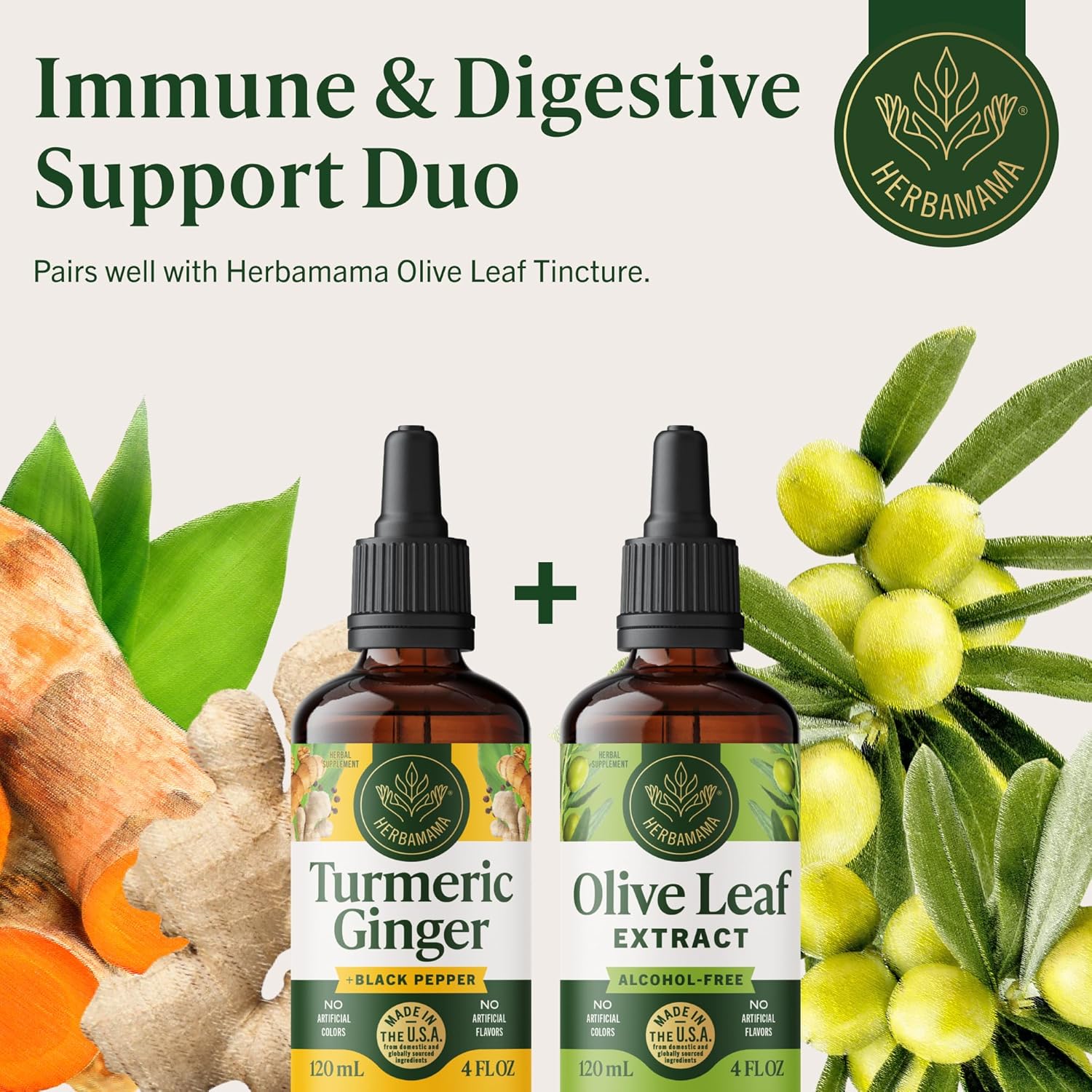 HERBAMAMA Turmeric and Ginger Supplement – Turmeric with Black Pepper & Ginger Root for Digestive Health – Turmeric Ginger Supplements for Immune Support – Non-GMO, Alcohol & Sugar-Free, 56-Day Supply - Image 7