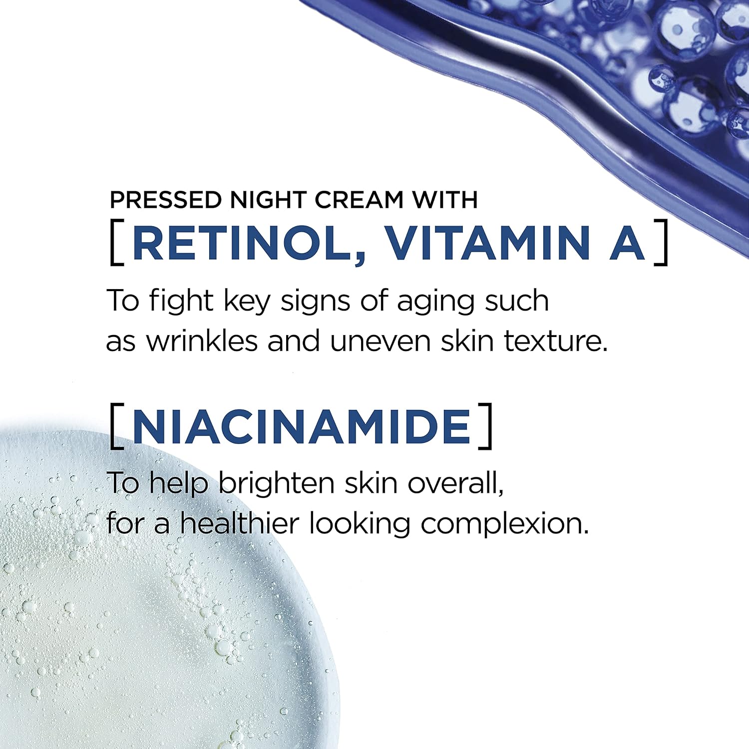 L'Oreal Paris Revitalift Pressed Night Cream, Retinol + Niacinamide, Reduces Wrinkles, Fragrance Free, 1.7 oz + Serum Sample - Image 2