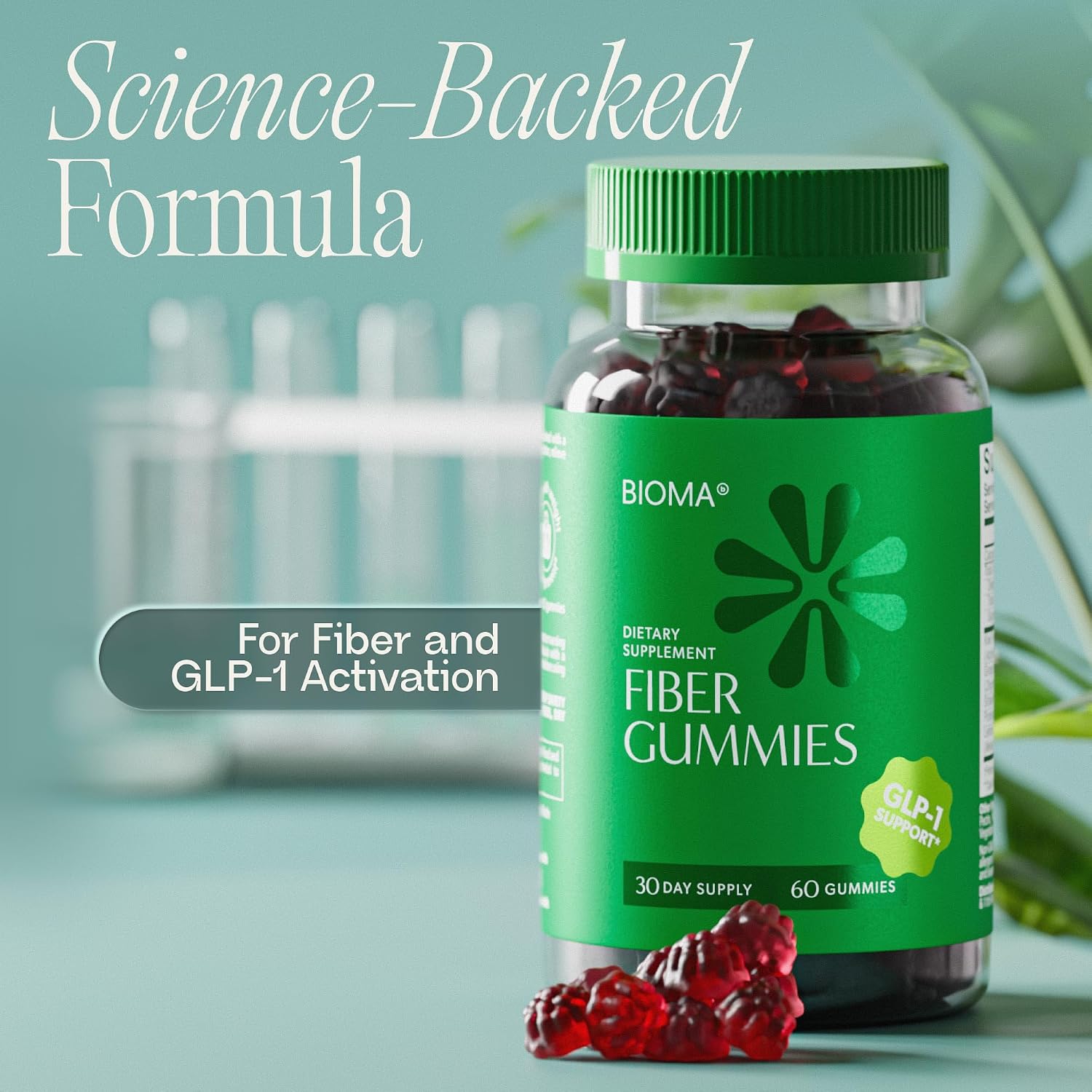 Fiber Gummies for Women - Natural GLP-1 Support with Kiwi, Pomegranate & Ginger - Sugar Free Digestive Health Supplement, Prebiotic FOS Fiber - Vegan & Gluten Free (60 Gummies - 30 Day Supply) - Image 5