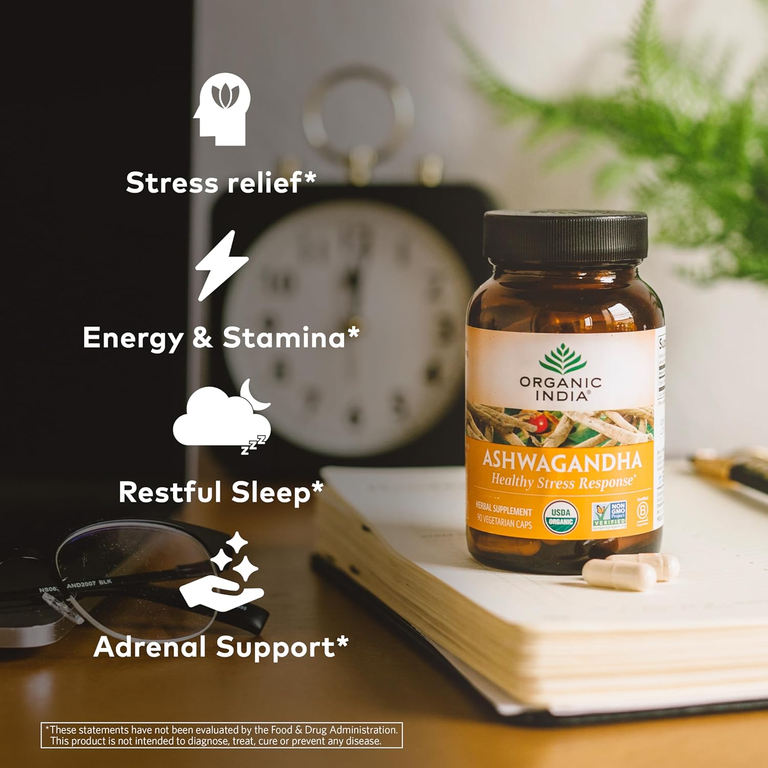 ORGANIC INDIA Ashwagandha Capsules - Organic Ashwagandha Supplement - Vegan Ashwagandha Root, Gluten-Free, Kosher, Non-GMO, Supports Stress Relief, Energy, and Sleep - 180 Capsules - Image 5