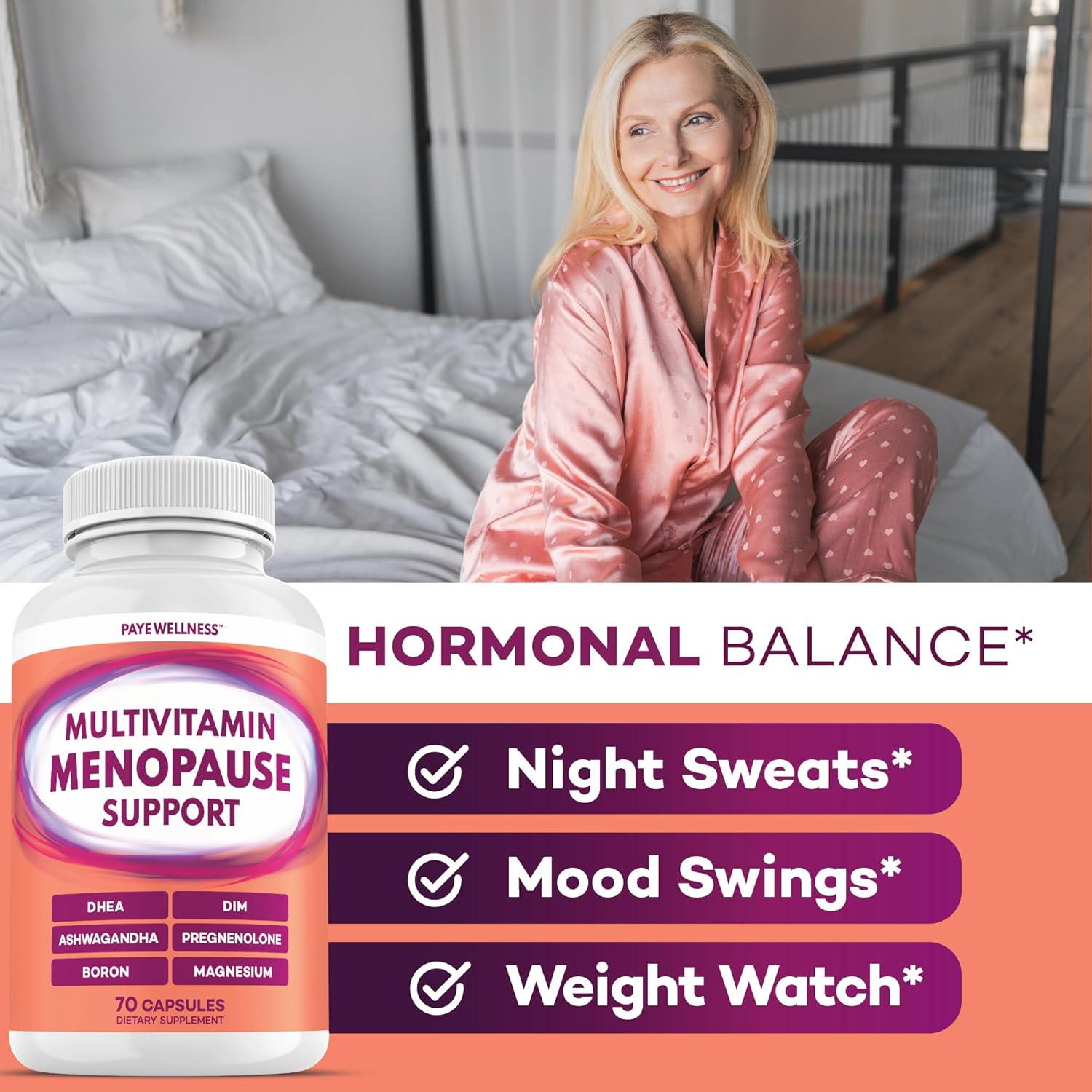 Menopause Support – DIM Supplement for Hot Flash & Night Sweats - DHEA, Ashwagandha, Pregnenolone, Magnesium, Zinc, Vitamin D Hormone Balance, Perimenopause for Women - 2 Months - Image 2