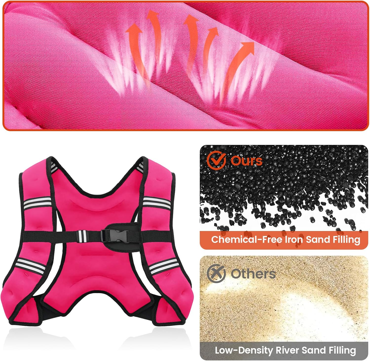 Poudee Weighted Vest, 6lb/8lb/10lb/12lb/16lb/20lb/25lb/30lb Weight Vest for Men Women, Body Weight Vests Adjustable with Reflective Stripe for Strength Training, Running, Workout, Jogging, Walking - Image 6