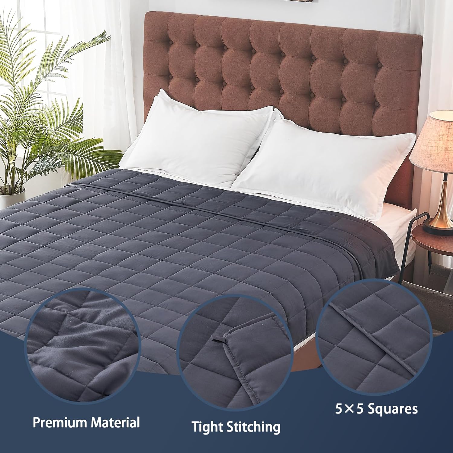 yescool King Size Weighted Blanket for Adults (20 lbs, 80” x 87”, Grey) Cooling Heavy Blanket for Sleeping Perfect for 190-210 lbs, Breathable Blanket for Adults & Couple All Season, Machine Washable - Image 9