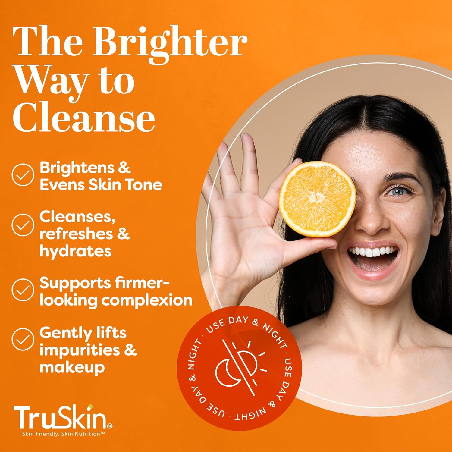TruSkin Vitamin C Face Wash Cleanser - Brightening Facial Cleanser with Vitamins C & E, Rosehip Oil, Aloe Vera & MSM - Gently Cleanses, Refreshes & Supports Radiant Skin - 4 fl oz - Image 3