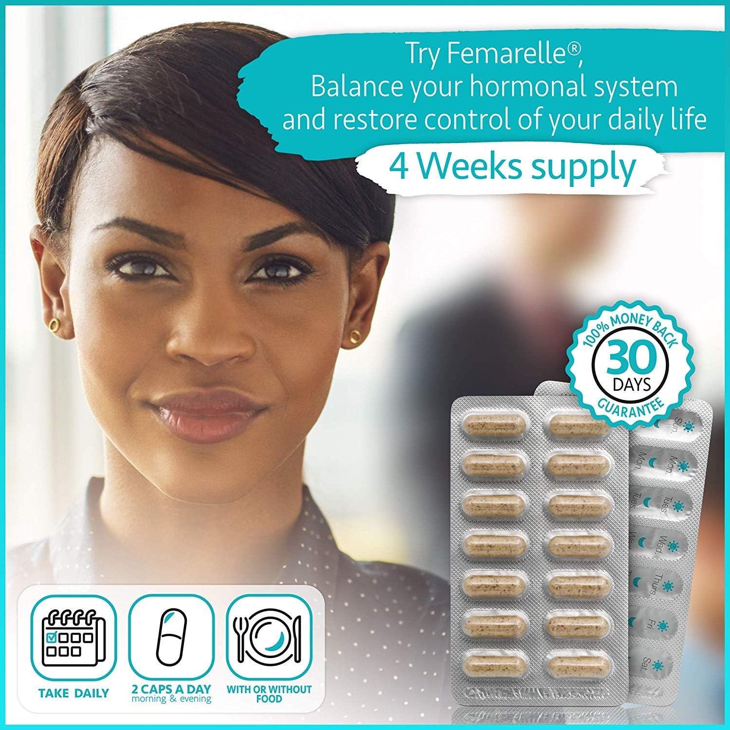 Femarelle® Rejuvenate – Perimenopause Supplement for Woman – Wellbeing Support – Hormone-Free, with DT56a, Flaxseed, Biotin, & Vitamin B2 – Mood, Energy & Skin Wellness – 56 Capsules (1 Month Supply) - Image 3