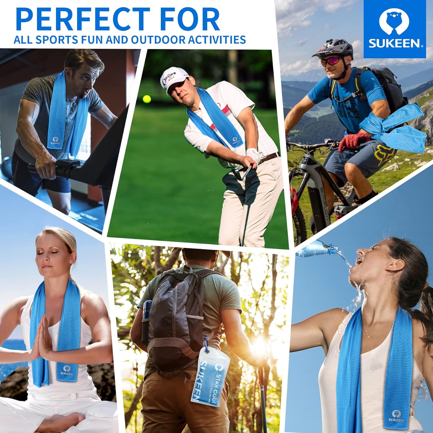 Sukeen [4 Pack Cooling Towel (40"x12"), Soft Breathable Chilly Microfiber Towel for Yoga,Sport,Running,Gym,Workout,Camping,Fitness,Workout & More Activities - Image 6
