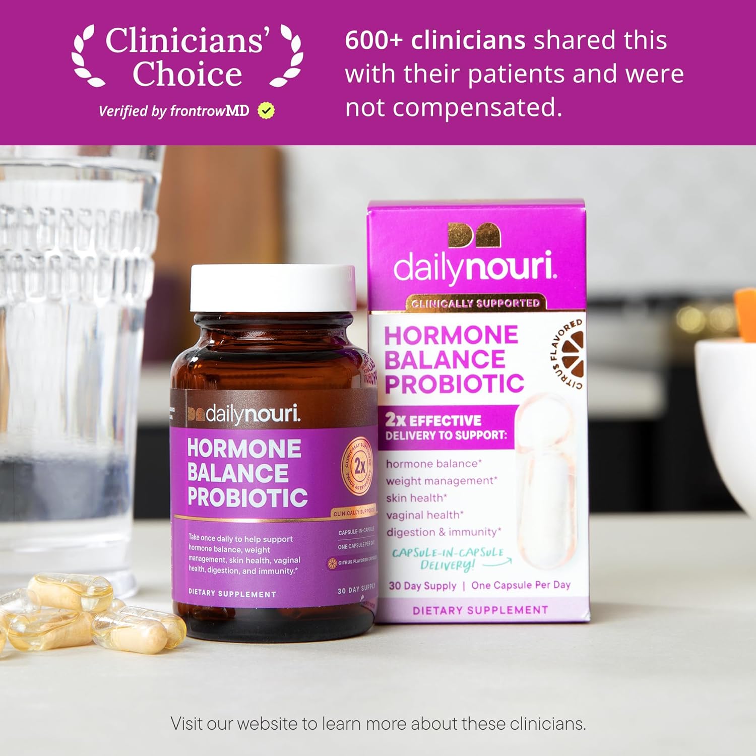 Daily Nouri Hormone Balance Probiotics for Women | Hormone Balance for Women | PMS, Hormonal Acne, & Bloating Support | 7 Clinically Studied Strains + Omega | 30-Day Supply - Image 3