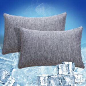 CHOSHOME Cooling Pillow Cases Zipper Pillow Covers Q-Max > 0.45 Zippered Pillowcases for Hot Sleepers, Soft, Breathable, Skin-Friendly, 2 Pack (Standard, 20" x 26", Grey)
