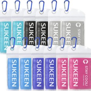 Sukeen Cooling Towels for Neck and Face, Cooling Towel 40" x 12", Microfiber Sports Cooling Towels, Soft Breathable Sweat Towel for Workout,Yoga, Golf, Gym, Camping, Sport, Running(12 Pack)